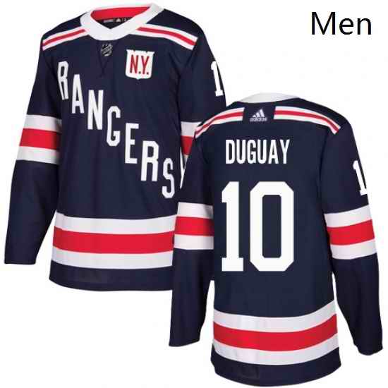 Mens Adidas New York Rangers 10 Ron Duguay Authentic Navy Blue 2018 Winter Classic NHL Jersey